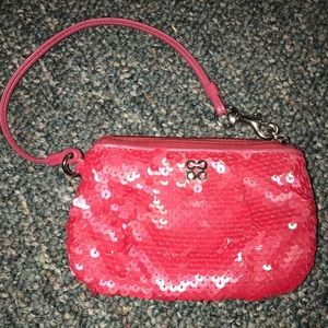Pink Coach Sequin Wristlet